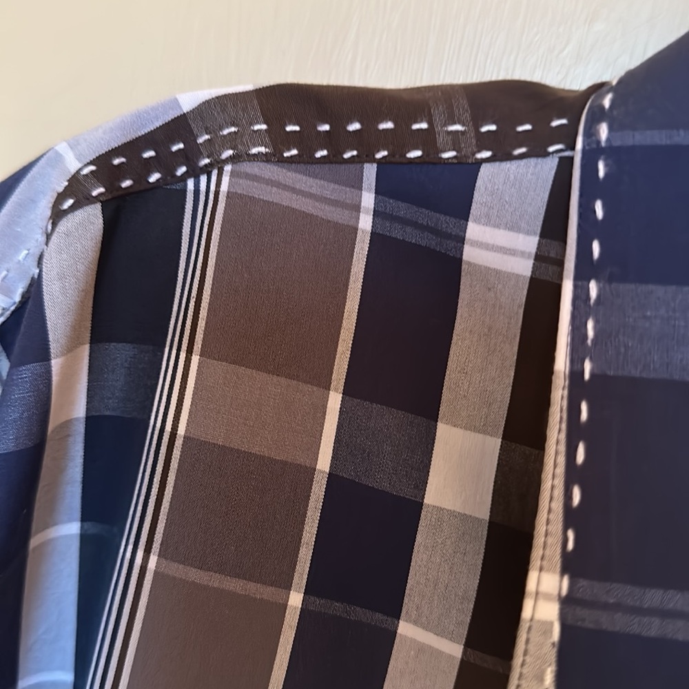 Zagiri Mens Buttondown Blues, Browns, White Stitching BEAUTIFUL XL - Picture 6 of 9